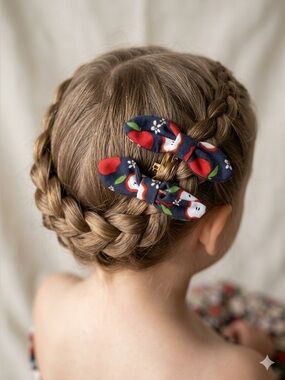 Max Studio Kids Apple Bow Hair Clips | Navy Knot Barrettes Set
